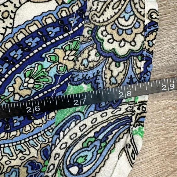 GUC Zac & Rachel Womens Sz XL Blue and Mint Green with Lace Paisley Blouse - Picture 6 of 7